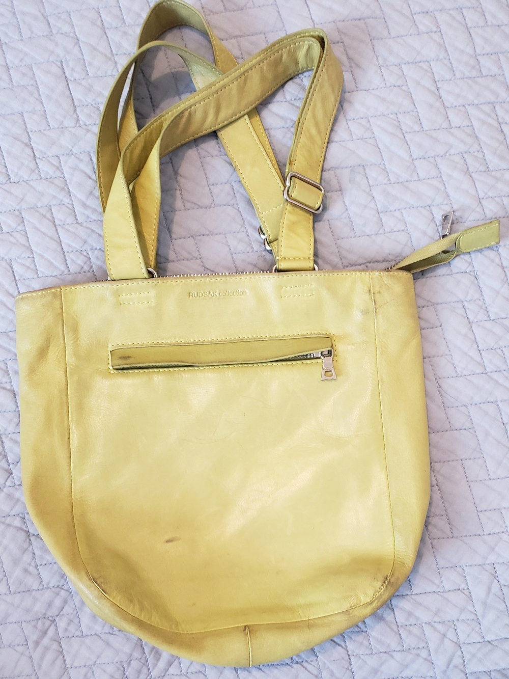 Vintage RUDSAK Collection Yellow Genuine Leather Tote Bag / Shoulder Bag